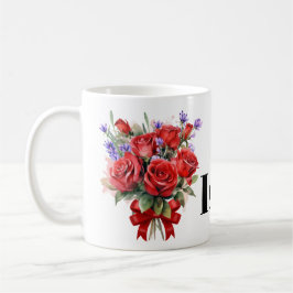 Taza De Café Roses rojos y peluca personalizada de lavanda