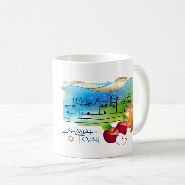 Taza De Café Rosh Hashanah | Regalo de Año Nuevo judío (Anverso derecho)