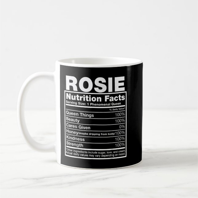 Taza De Café Rosie Nutrition Hechos Rosie Name Birthday Shirt (Izquierda)