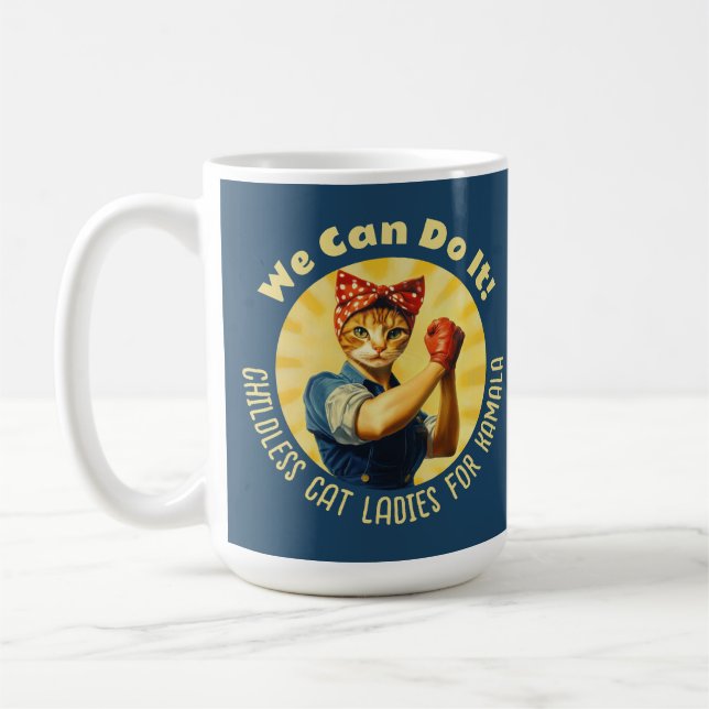 Taza De Café Rosie The Riveter Cat Ladies Para Kamala Harris (Izquierda)