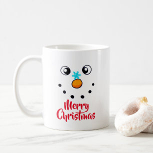 Taza De Café Rostro de muñeco de nieve festivo Feliz Navidad