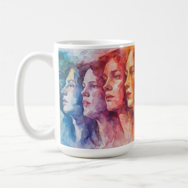 Taza De Café Rostros de las mujeres - Pintura de acuarela (Izquierda)