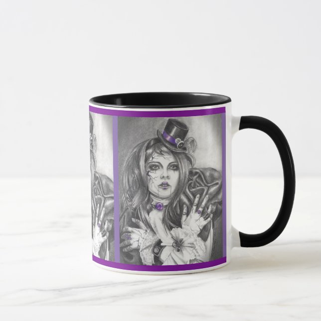 Taza de café rota Birthstone Amethyst de la taza (Derecha)