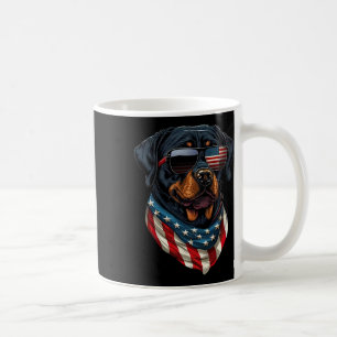Taza De Café Rottweiler 4 De Julio Bandera Estadounidense Gles