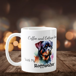 Taza De Café Rottweiler acuarela en cabaña Personalizar