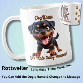 Taza De Café Rottweiler - Añadir nombre de perro, cambiar texto