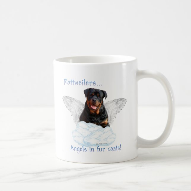 Taza De Café Rottweiler Angel (Derecha)