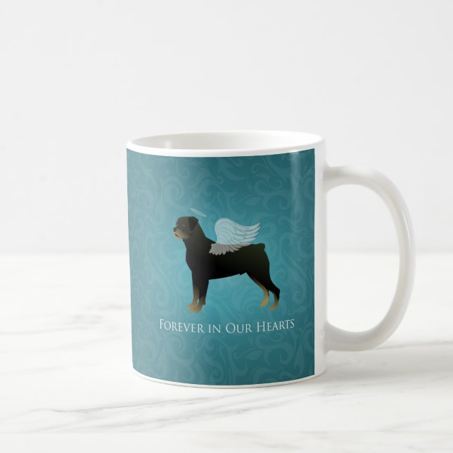 Taza De Café Rottweiler Angel - Mascota Memorial Design (Derecha)