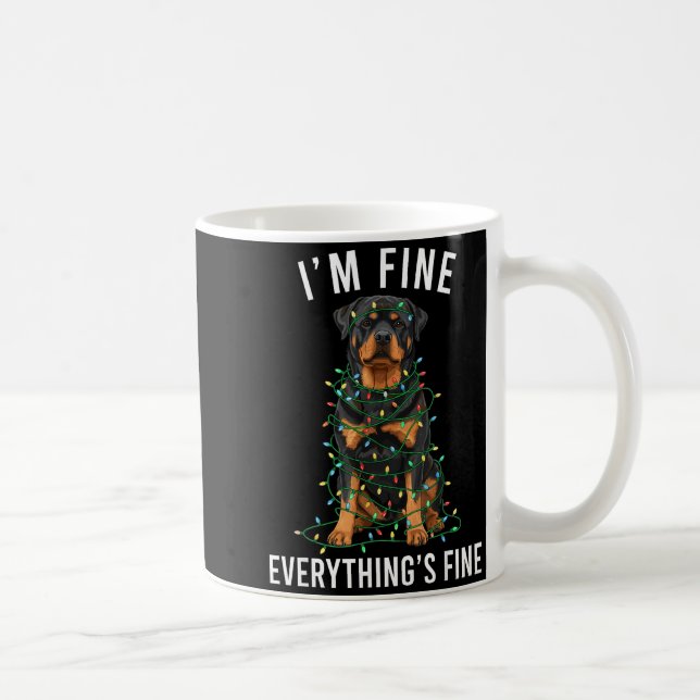 Taza De Café Rottweiler Christmas I'm Fine Everything Is Fine  (Derecha)