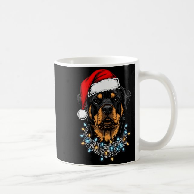 Taza De Café Rottweiler Christmas Lights Santa Xmas Dog Lover  (Derecha)