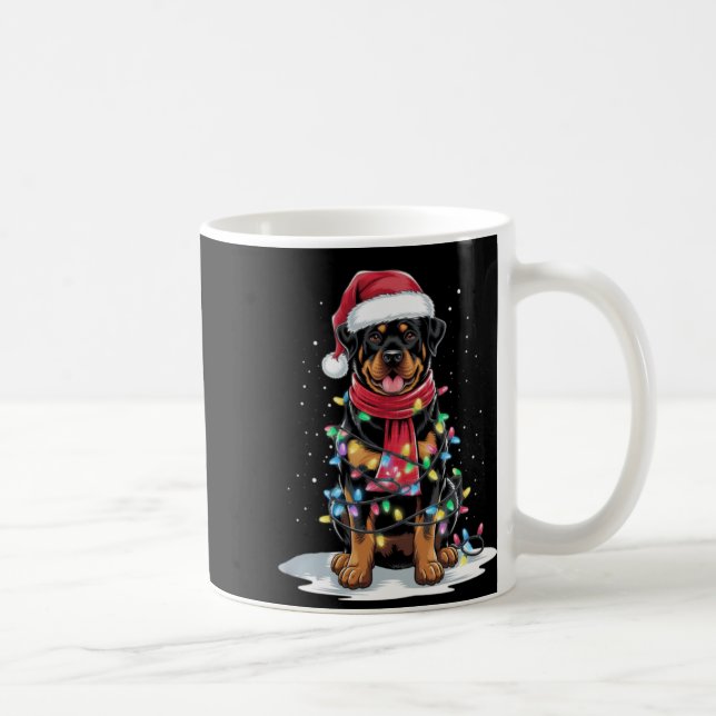 Taza De Café Rottweiler Christmas Tree Santa Hat Lights Xmas Do (Derecha)