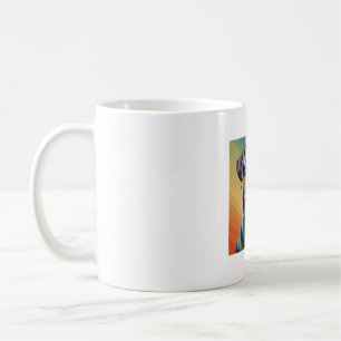 Taza De Café Rottweiler de arte pop retro - Retrato de perro co