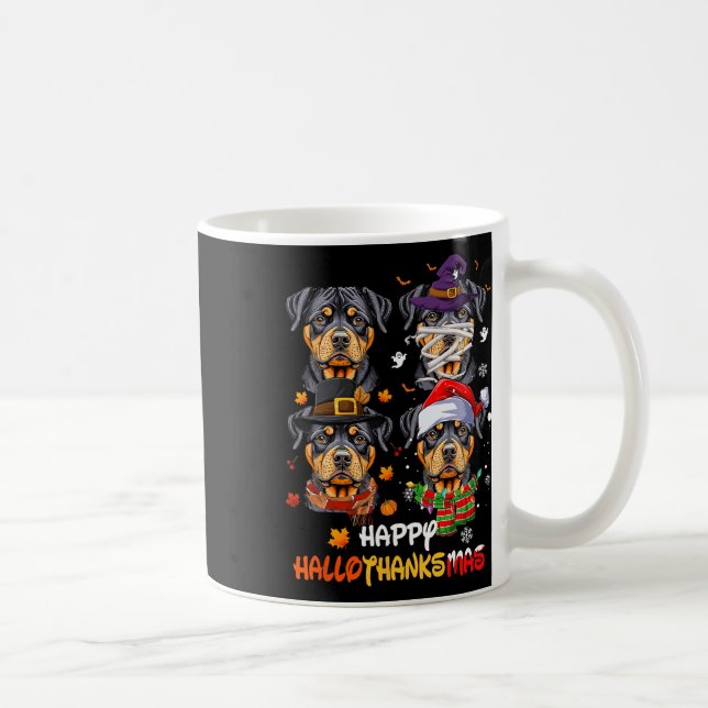 Taza De Café Rottweiler Dog Hallothanksmas Halloween Thanksgivi (Derecha)