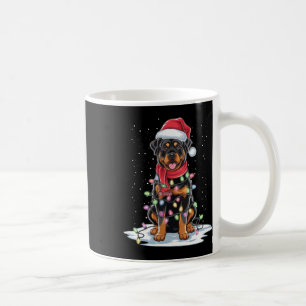 Taza De Café Rottweiler Dog Santa Hat Christmas Tree Light Xmas