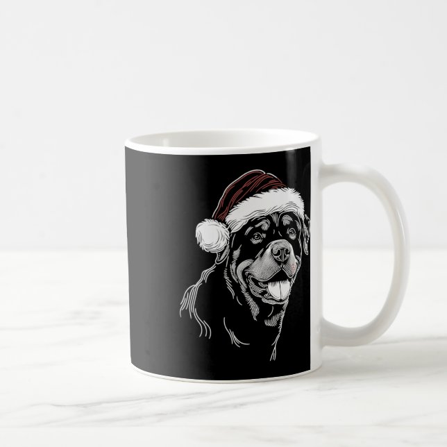 Taza De Café Rottweiler Dog Santa Hat Christmas Xmas Pajama  (Derecha)