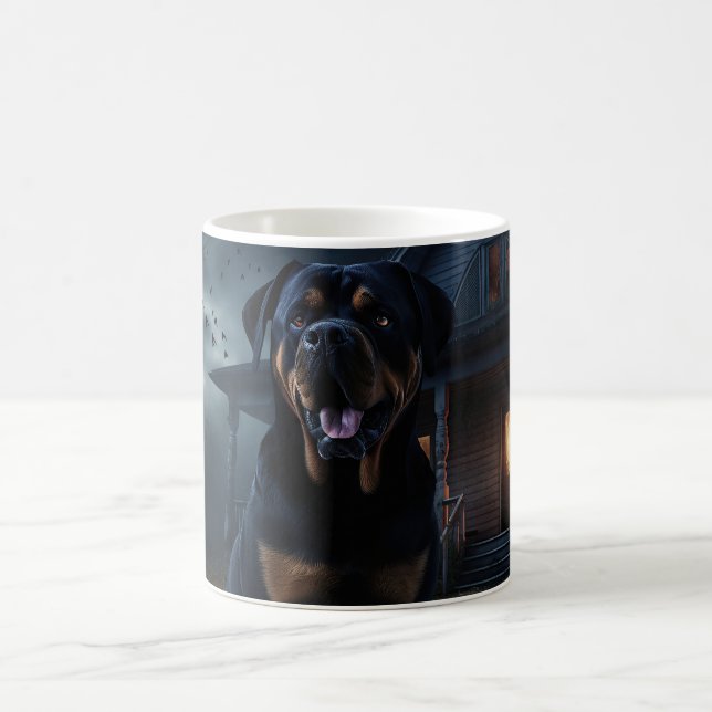 Taza De Café Rottweiler Halloween Scary (Centro)