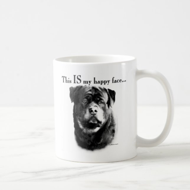 Taza De Café Rottweiler Happy Face (Derecha)