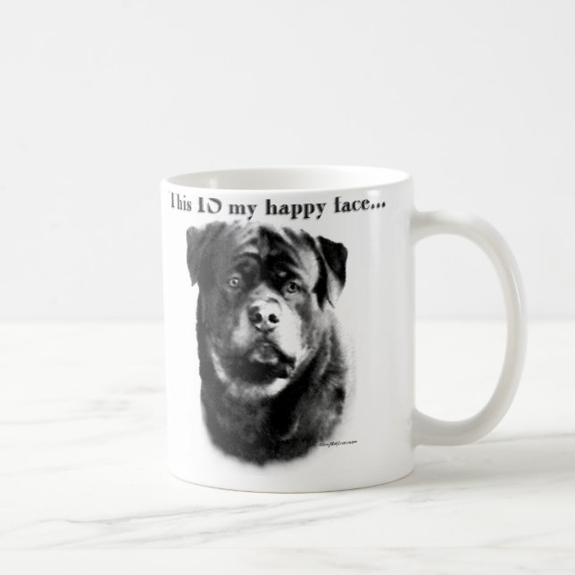 Taza De Café Rottweiler Happy Face (Derecha)