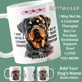 Taza De Café Rottweiler Mug, añadir nombre de perro, puede camb