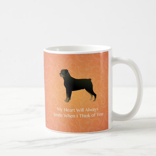 Taza De Café Rottweiler - Pensando en ti - Mascota Memorial (Derecha)