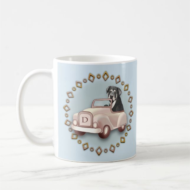 Taza De Café Rottweiler Perro Conducir Trampa de coche (Izquierda)