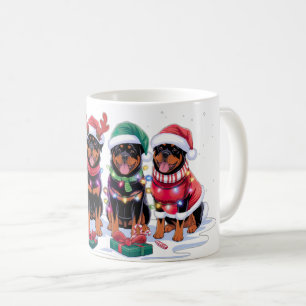 Taza De Café Rottweiler Santa hat antea luces de elefantes Navi