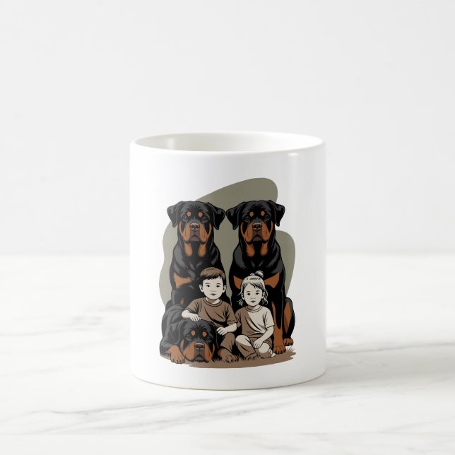 Taza De Café Rottweilers, Family Protective Dogs (Centro)