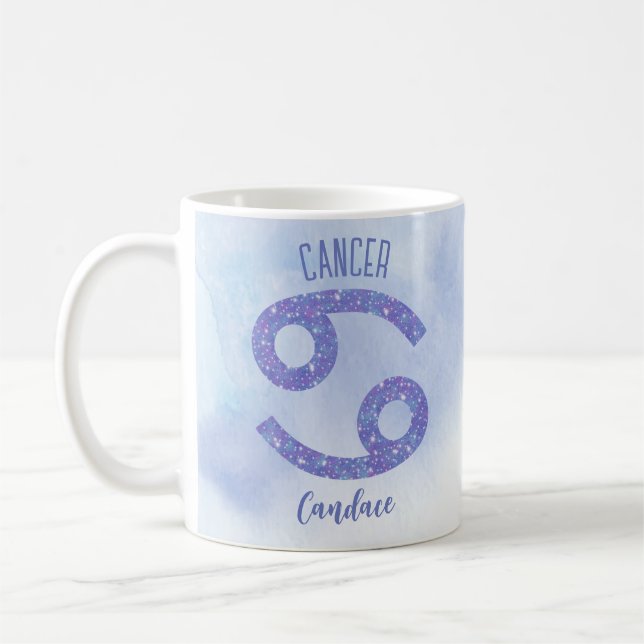 Taza De Café Rótulo Astrológico de Cáncer Curado Personalizado (Izquierda)
