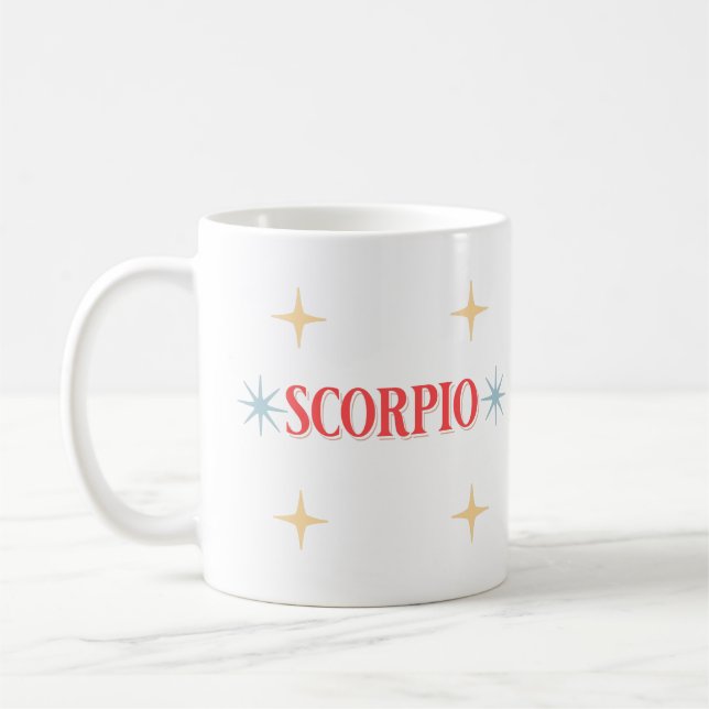 Taza De Café Rótulo astrológico Escorpio Café Mug (Izquierda)