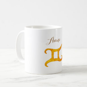 Taza De Café Rótulo Astrológico Gemini Gold