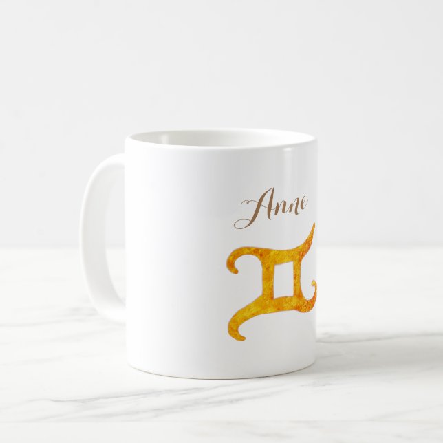 Taza De Café Rótulo Astrológico Gemini Gold (Anverso izquierdo)