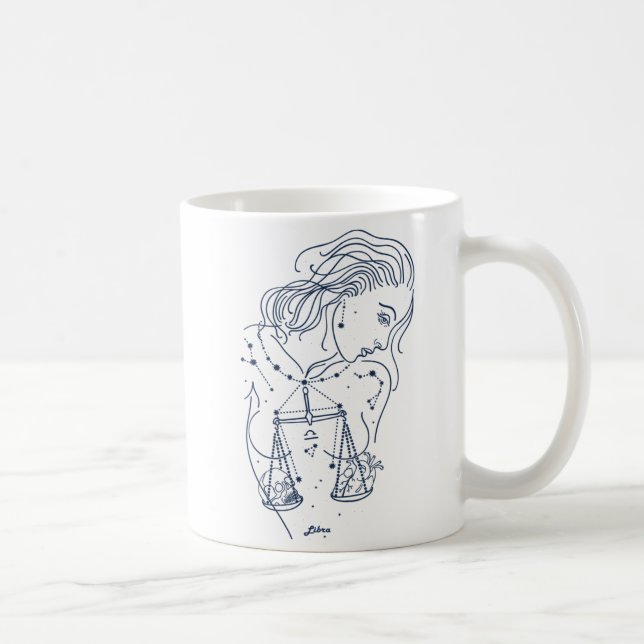 Taza De Café Rótulo chica Libra Zodiac (Derecha)
