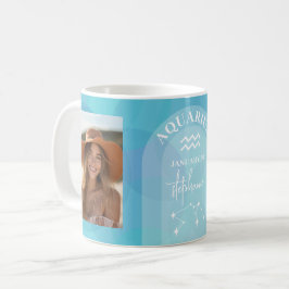 Taza De Café Rótulo de Astrología Aquarius Zodiac Foto Nacimien