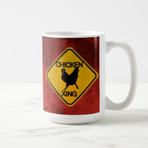 Taza De Café Rótulo de cruce de pollo rústico