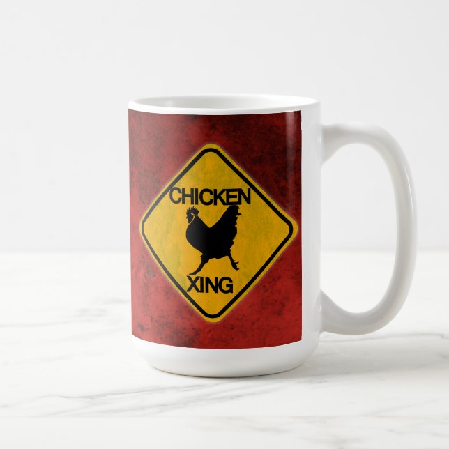 Taza De Café Rótulo de cruce de pollo rústico (Derecha)