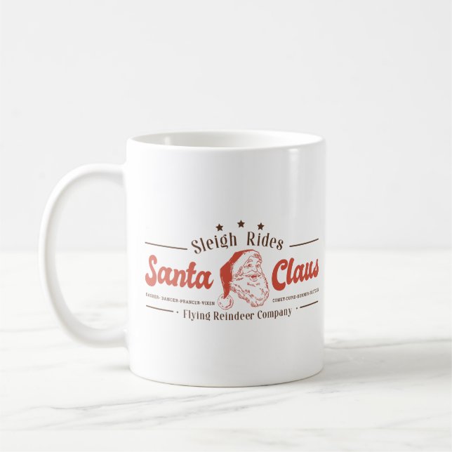 Taza De Café Rótulo de Navidades de Santa Claus Sleigh Rides (Izquierda)