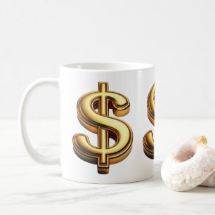 Taza De Café Rótulo de oro de la riqueza manifiesto
