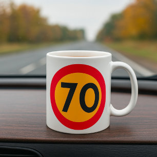 Taza De Café Rótulo de tráfico de 70 velocidades límite