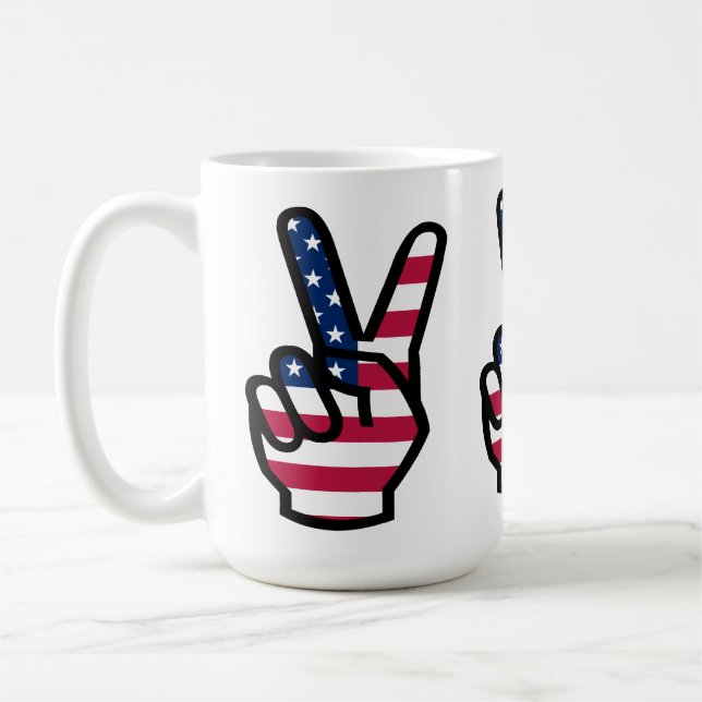 Taza De Café Rótulo de victoria con bandera estadounidense (Izquierda)