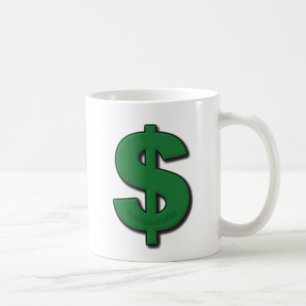 Taza De Café Rótulo del dólar verde