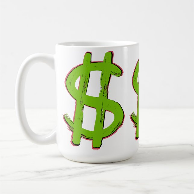 Taza De Café Rótulo del dólar verde (Izquierda)