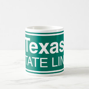 Taza De Café Rótulo Estatal de Línea de Carretera de Texas