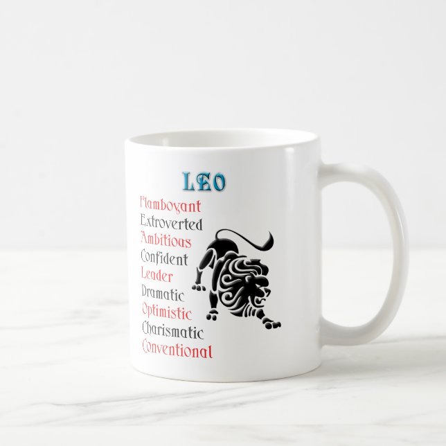 Taza De Café Rótulo Leo Horoscope Zodiac (Derecha)