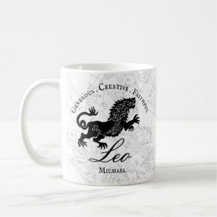 Taza De Café Rótulo Leo Zodiac Personalizado de Astrología Vi