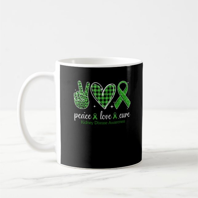 Taza De Café Rótulo mano Paz Amor Cura Enfermedad Riñón (Izquierda)