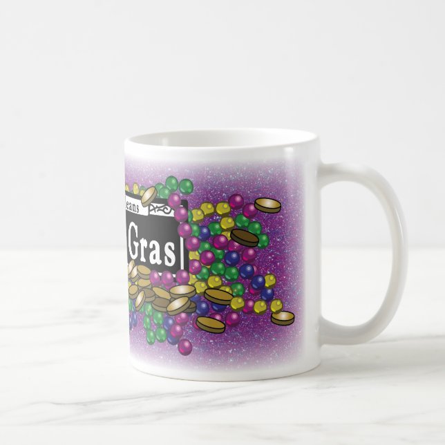 Taza De Café Rótulo Mardi Gras - Café Purpurina púrpura (Derecha)