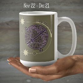 Taza De Café Rótulo Sagittarius Zodiac Astrología Mandala Púrpu
