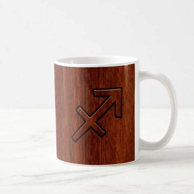 Taza De Café Rótulo Sagittarius Zodiac moderno en estilo caoba (Derecha)