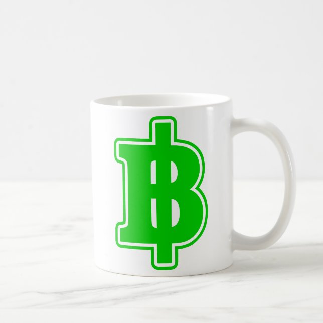 Taza De Café Rótulo VERDE BAHT ฿ dinero tailandés ฿ (Derecha)