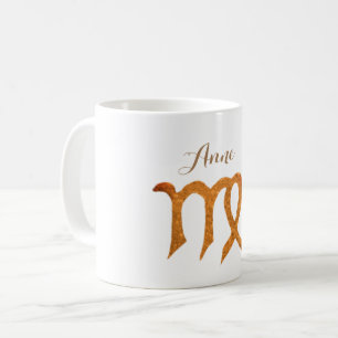 Taza De Café Rótulo Virgo de Astrología Dorada